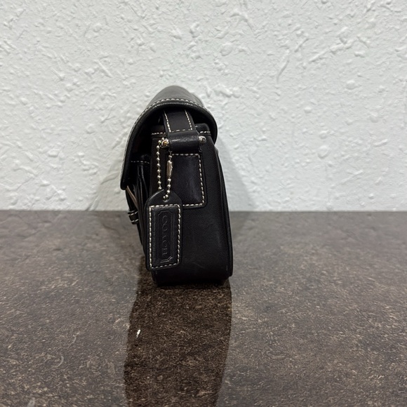 Vintage Coach Y2K Bleecker Double Buckle Black Leather Crossbody Saddle‎ Bag - Picture 3 of 11